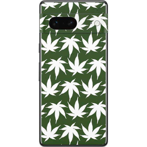 Marijuana Leaf White Pattern Pixel Skins